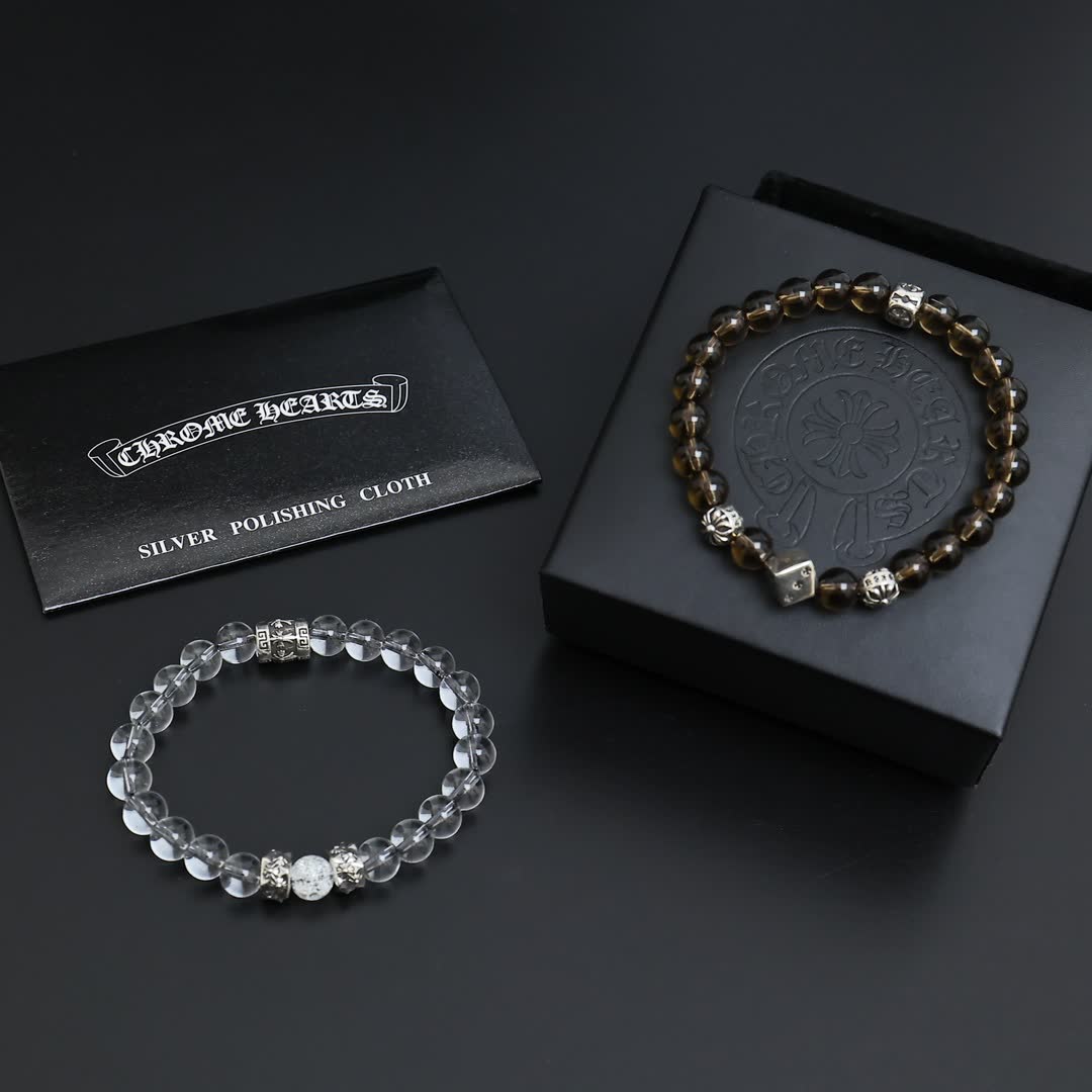Chrome Hearts Beaded Bracelet with Silver Accents
